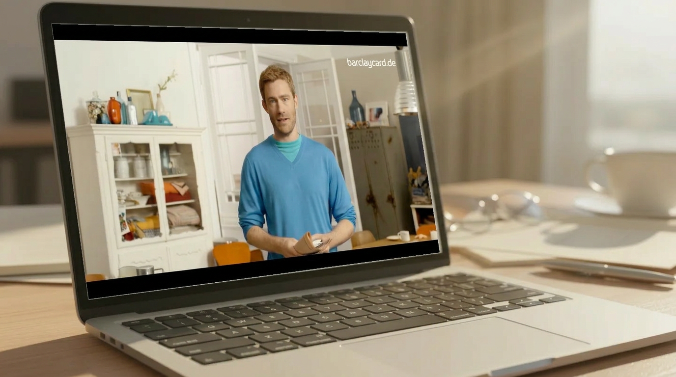 Barclaycard TV Spot — Screenshot auf Laptop